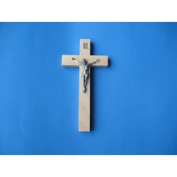 Krzyż drewniany jasny brąz na ścianę 16 cm - 50%